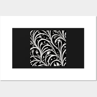 Vintage Floral Cottagecore  Romantic Flower Peony Rose Design Black and White Posters and Art